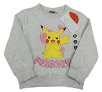 Nové - Šedá mikina s Pikachu 
