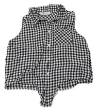 Černo-bílá kostkovaná crop halenka H&M