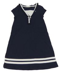 Tmavomodro-bílé námořnické šaty s pruhy a límcem H&M