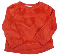 Červená chlupatá mikina se srdíčky H&M