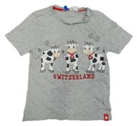 Šedé melírované tričko s kravičkami Kids