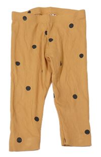Hořčicové žebrované legíny s puntíky H&M