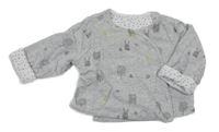 Šedý bavlněný zateplený kabátek s medvídky Mothercare