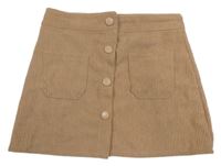 Béžová manšestrová propínací sukně Sinsay