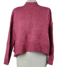 Dámský malinový crop vlněný svetr s rolákem Primark