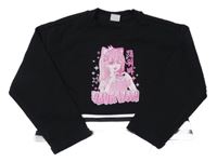 Černá crop mikina s dívkou LC Waikiki