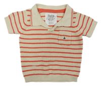 Smetanovo-červené pruhované pletené polo tričko F&F