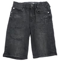 Tmavošedé slim fit riflové kraťasy s prošoupáním H&M