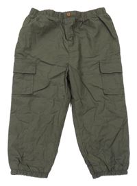 Khaki plátěné podšité cargo cuff kalhoty Primark