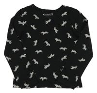 Černé triko s jednorožci Primark