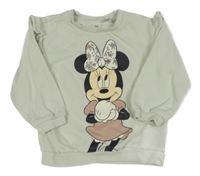 Světleolivová mikina s Minnie a volánky H&M