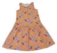 Oranžové šaty s barevnými kolibříky H&M