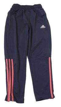 Tmavomodré sportovní tepláky s logem Adidas