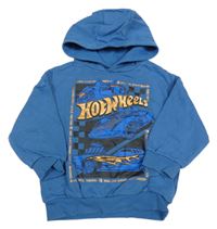 Modrá oversize mikina s auty - Hot Wheels a kapucí 