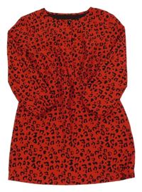 Červeno-černé šifonové šaty s leopardím vzorem Dunnes