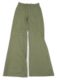 Khaki pruhované flare legíny Destination