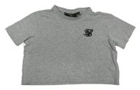 Šedé crop tričko s logem SikSilk 