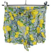 Dámské žluto-modro-zelené vzorované sukňové kraťasy s páskem Primark 