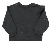 Tmavošedá mikina s volánky a puntíky H&M