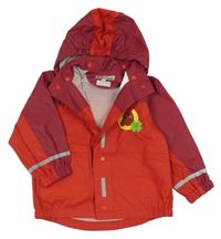 Červeno-vínová nepromokavá bunda s koníkem a odepínací kapucí Playshoes
