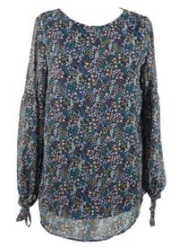 Dámská tmavomodrá kytičkovaná šifonová těhotenská halenka H&M