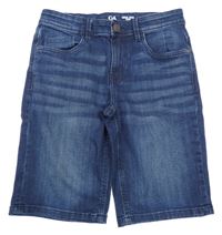 Tmavomodré slim teplákové riflové kraťasy C&A