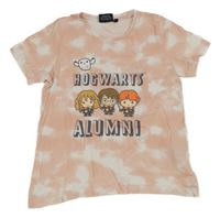 Růžovo-bílé batikované tričko s potiskem - Harry Potter Primark