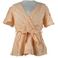 Dámská lososová muchlaná peplum halenka s páskem Shein 