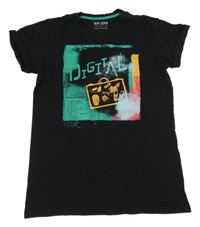 Černé tričko s potiskem Blue Seven