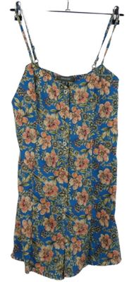 Dámské modré květované propínací šaty Primark 