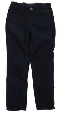 Tmavomodré manšestrové slim fit kalhoty H&M