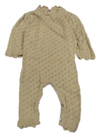 Béžový perforovaný pletený overal