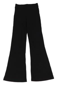 Černé žebrované flare kalhoty H&M