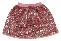 Růžovo-stříbrná flitrová sukně H&M