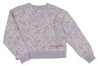 Lila crop oversize mikina se smajlíky