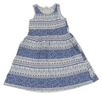 Modro-bílé květované bavlněné šaty H&M