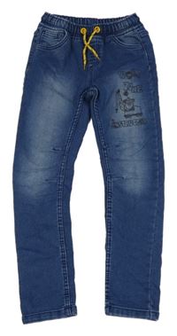 Tmavomodré skinny rifle s nápisem Kiki&Koko