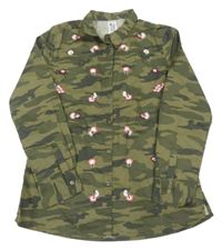 Khaki army květovaná halenka C&A