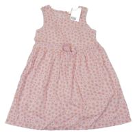 Nové - Smetanové plátěné květované šaty H&M