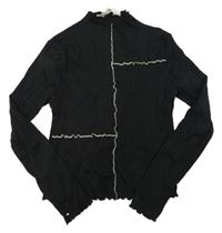 Černé žebrované crop triko H&M