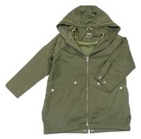 Khaki šusťáková podzimní parka s kapucí Zara