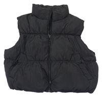 Černá šusťáková prošívaná zateplená crop vesta New Look