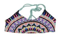 Bílo-černo-křiklavě růžová vzorovaná plavková podprsenka H&M