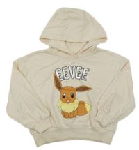 Smetanová crop mikina s Pokémonem a kapucí Sinsay