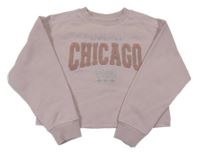 Světlerůžová crop mikina s nápisem Matalan