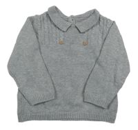 Šedý melírovaný svetr s límečkem Matalan