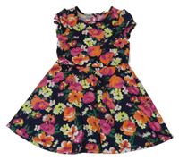 Tmavomodro-barevné květované šaty George