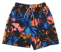 Černo-modro-oranžové plážové kraťasy s palmami zn.Sun project