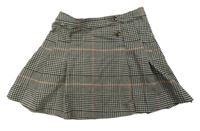 Černo-smetanovo-růžová kostkovaná skládaná sukně H&M