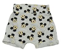 Šedé melírované bavlněné kraťasy s Mickeym Disney